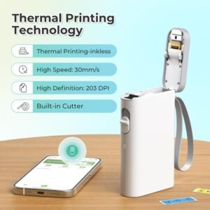 Label Maker Machine with Tape, Bluetooth Label Printer, White